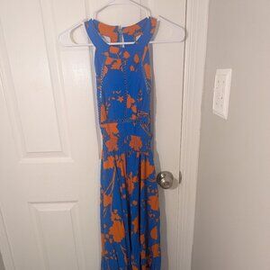 Anthropologie Abel the Label Charlie Blue and Orange Dress Size S Small